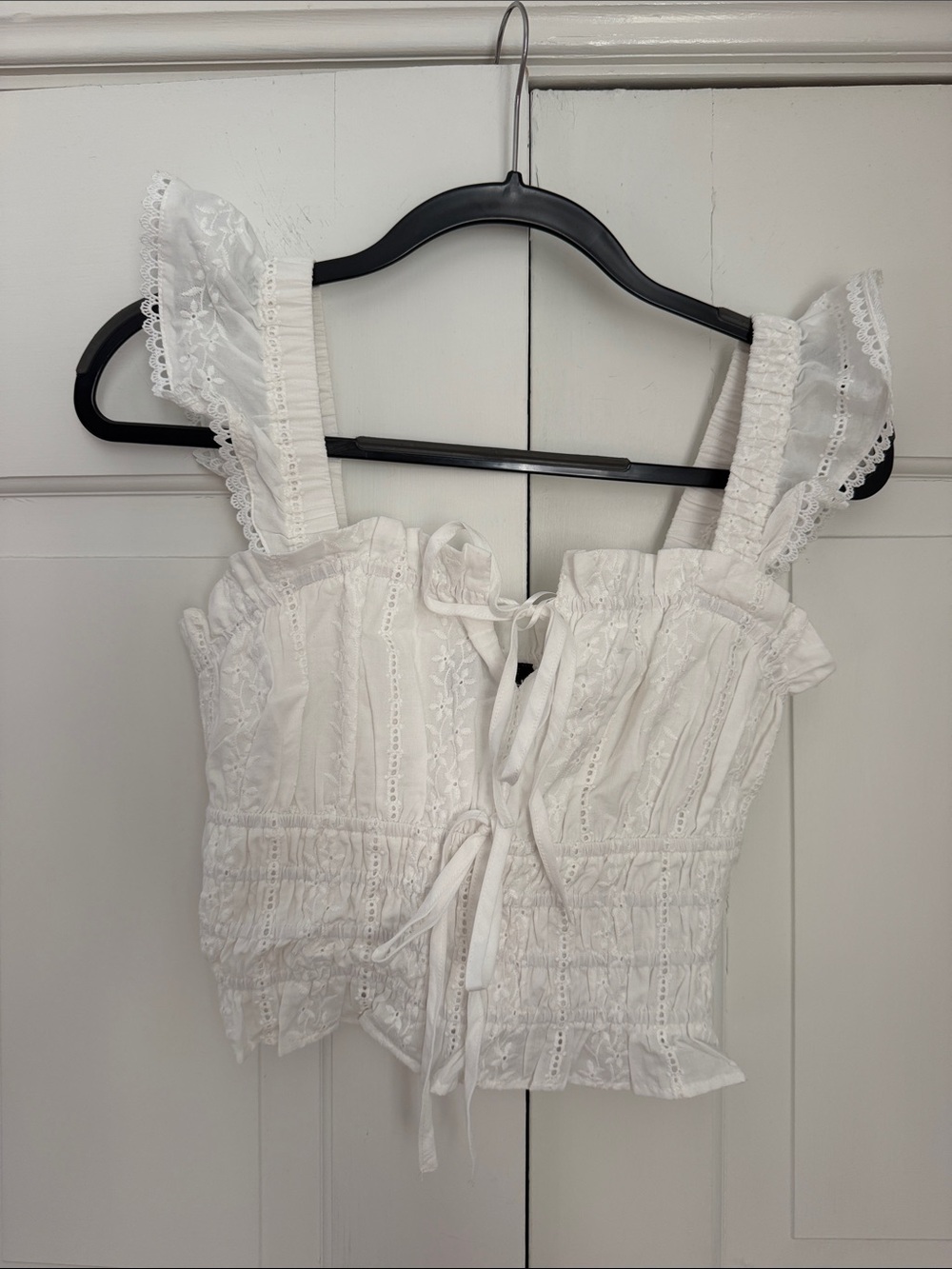 Vici White Eyelet Lace Tie-Front Camisole
